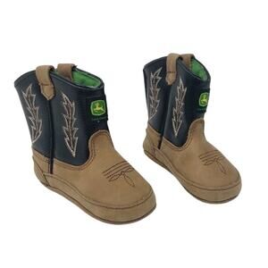 John Deere Johnny Poppers Leather Baby Boots Infant Size 3 Months